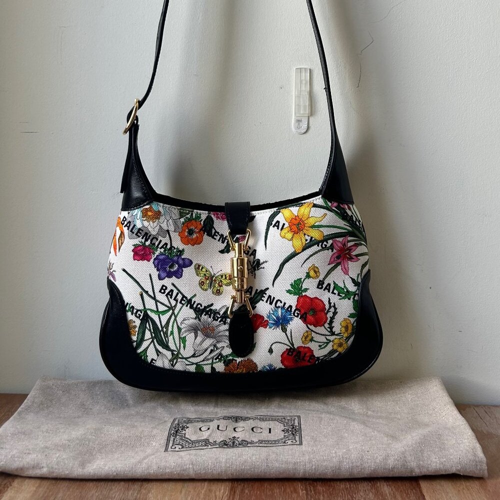 Gucci CANVAS Gucci x Balenciaga Jackie White/Floral Small